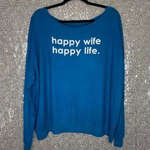 Peace love world graphic happy wife sweater